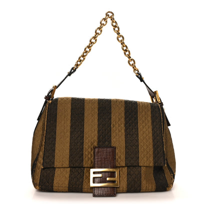 Fendi Quilted Fabric Pequin Forever Mama Baguette Tobacco 1 of 11