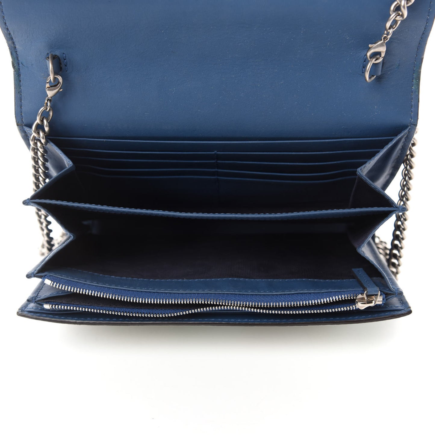 GG Supreme Monogram Blooms Mini Dionysus Chain Wallet Beige Blue Navy Vintage Blue