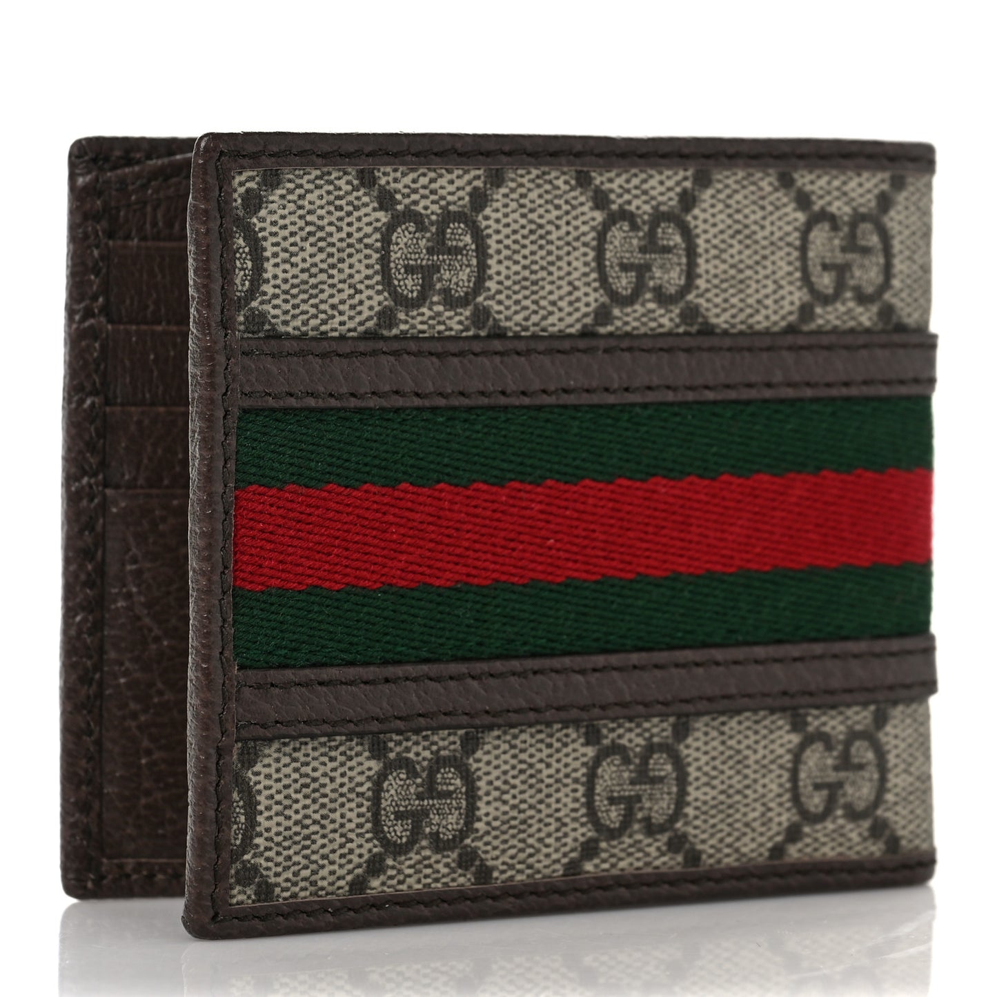 GG Supreme Monogram Web Mens Ophidia Bi-Fold Wallet Beige New Acero