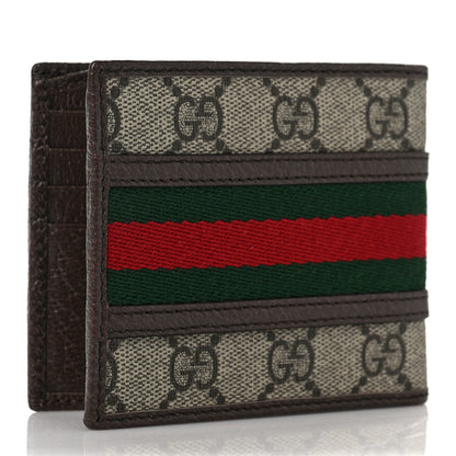 Gucci GG Supreme Monogram Web Mens Ophidia Bi-Fold Wallet Beige New Acero 3 of 6