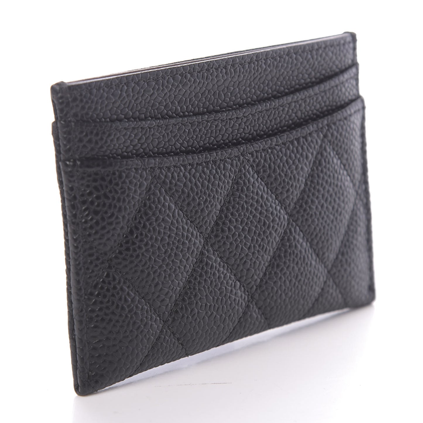 Caviar Quilted Card Holder Black