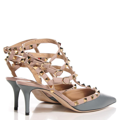 Valentino Garavani Nappa Rockstud Ankle Strap Low Heel Pumps 40 Stone Poudre 4 of 6
