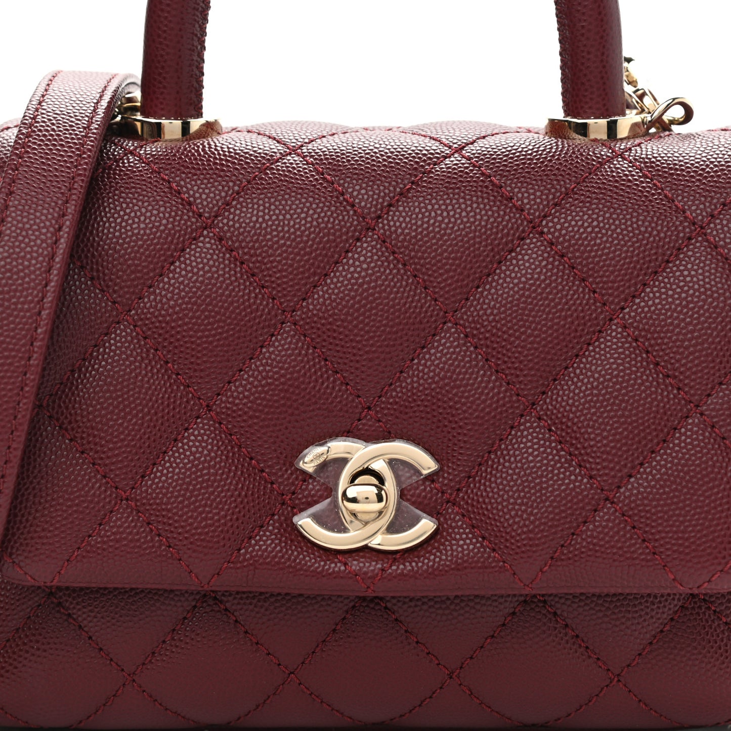 Caviar Quilted Extra Mini Coco Handle Flap Burgundy