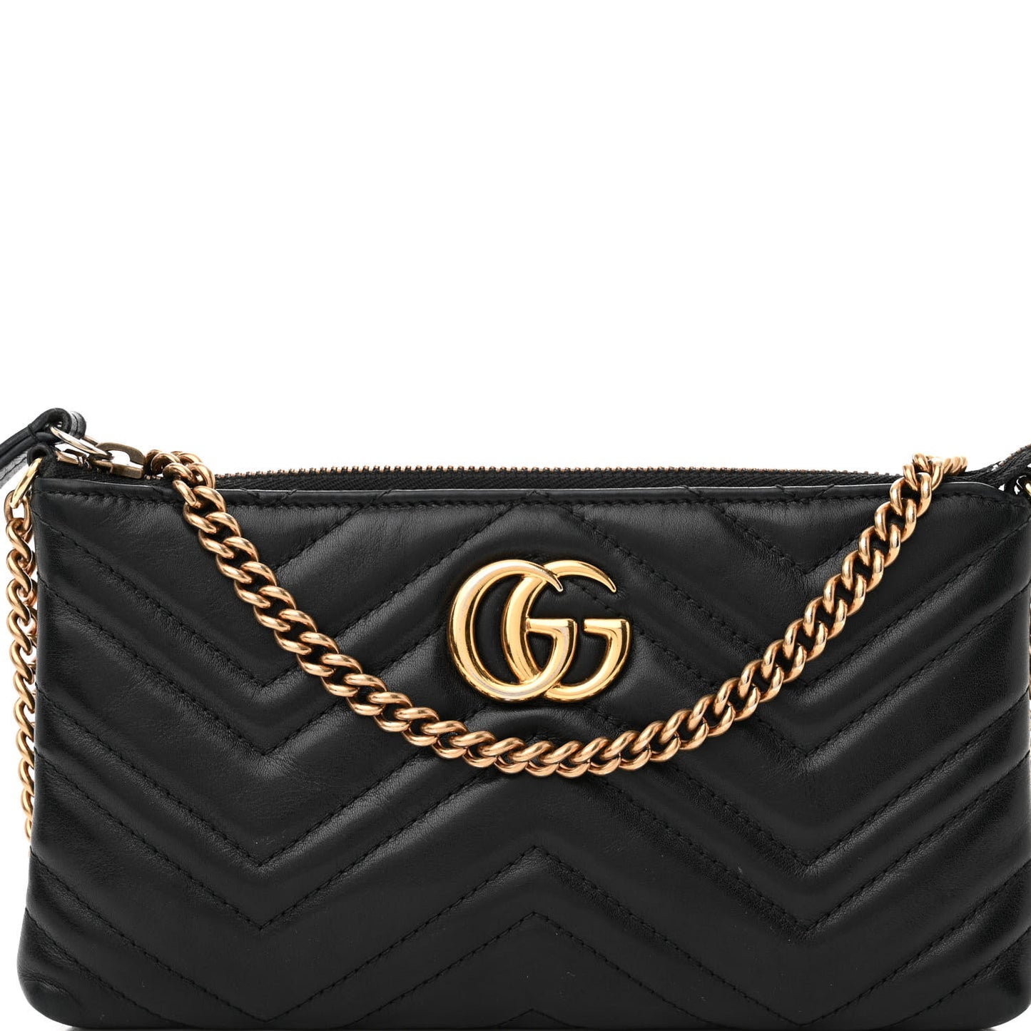 Calfskin Matelasse Mini GG Marmont Chain Bag Black