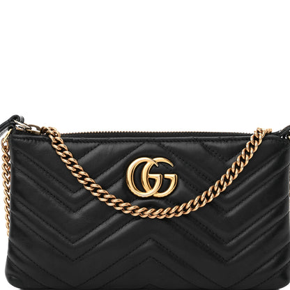 Gucci Calfskin Matelasse Mini GG Marmont Chain Bag Black 7 of 13