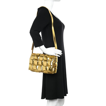 Bottega Veneta Mirror Lambskin Maxi Intreccio Padded Cassette Crossbody Bag Gold 2 of 10
