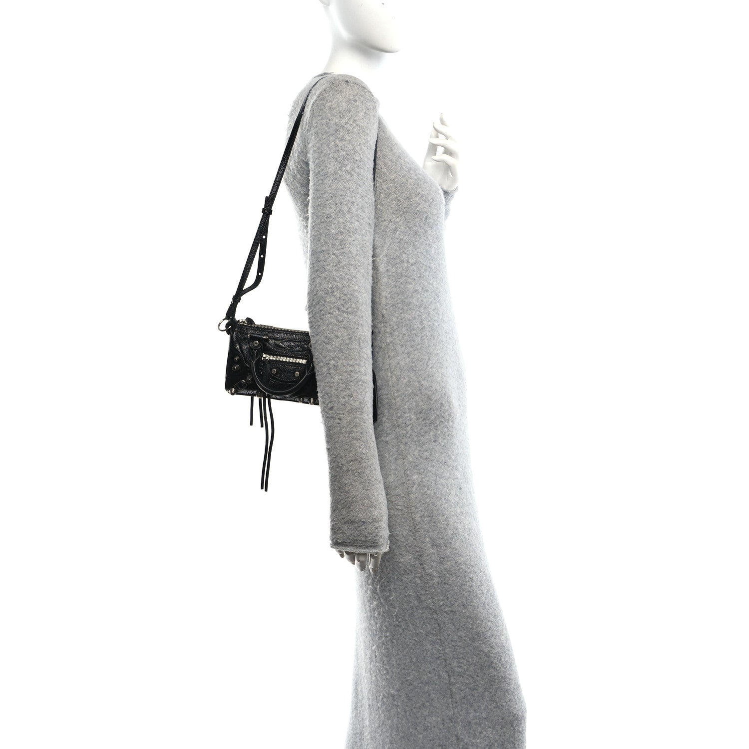 Balenciaga Agneau Arena Crystal Neo Nano Cagole Handbag Black 3 of 21