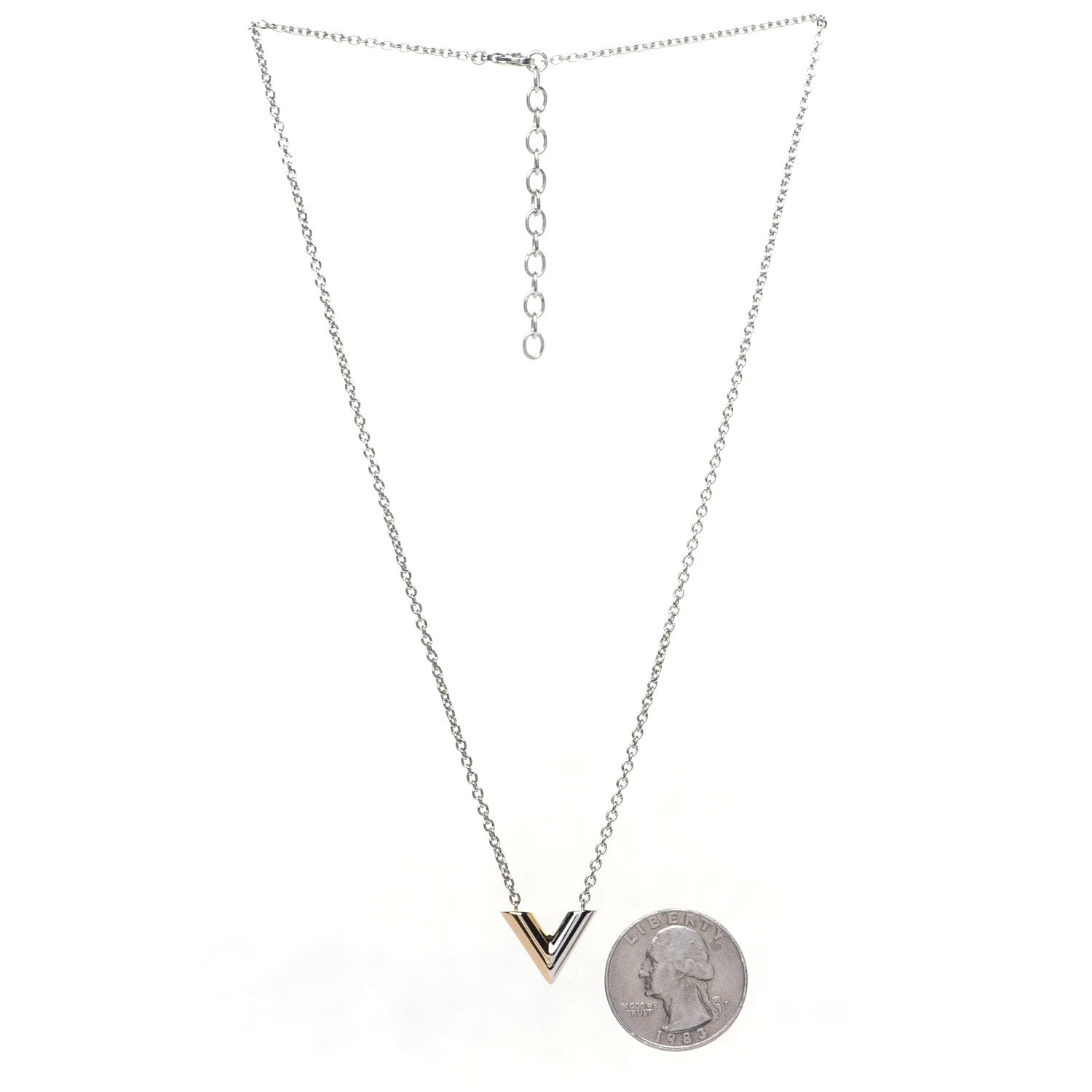 Louis Vuitton Essential V Necklace Silver 2 of 7
