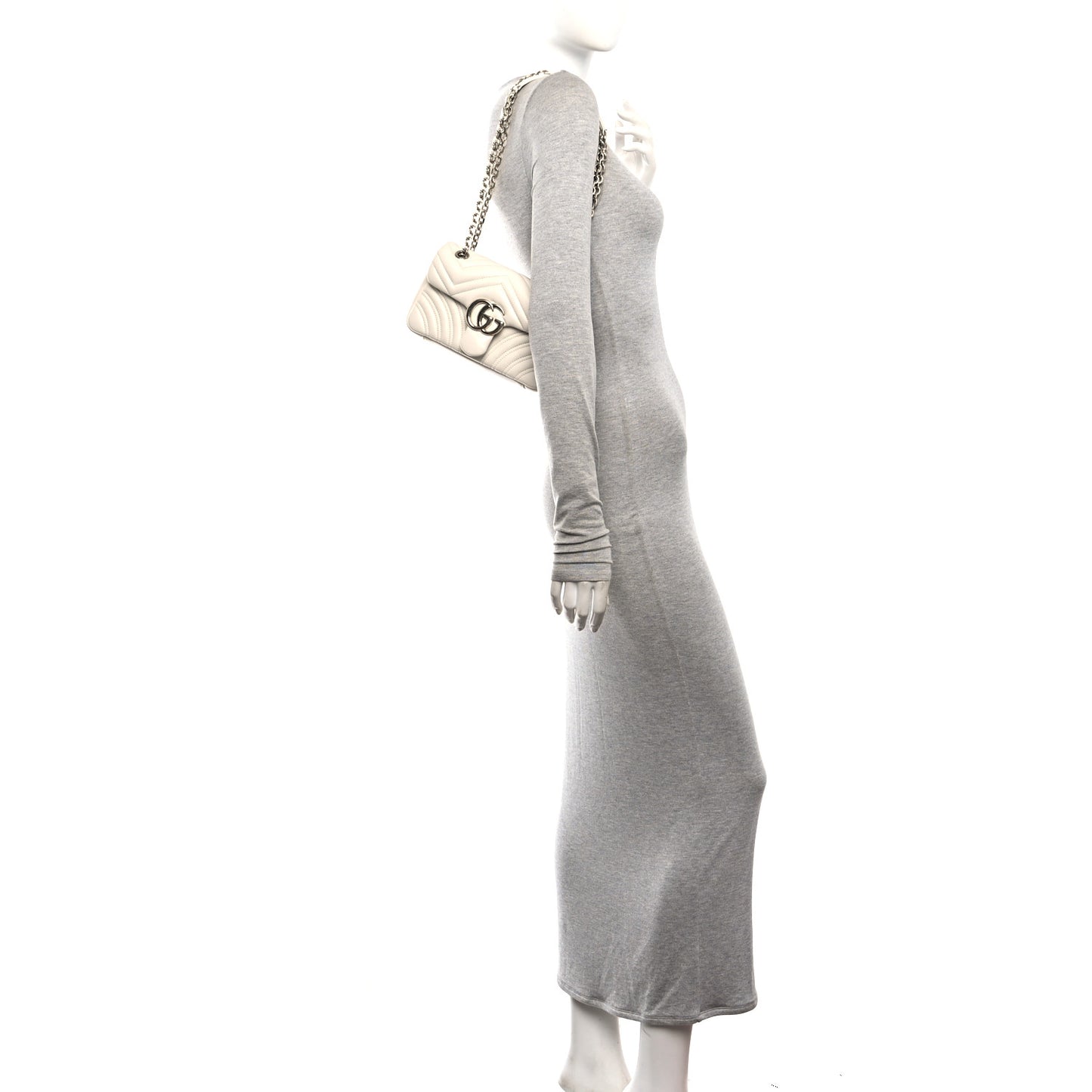 Lambskin Matelasse Small GG Marmont Shoulder Bag White
