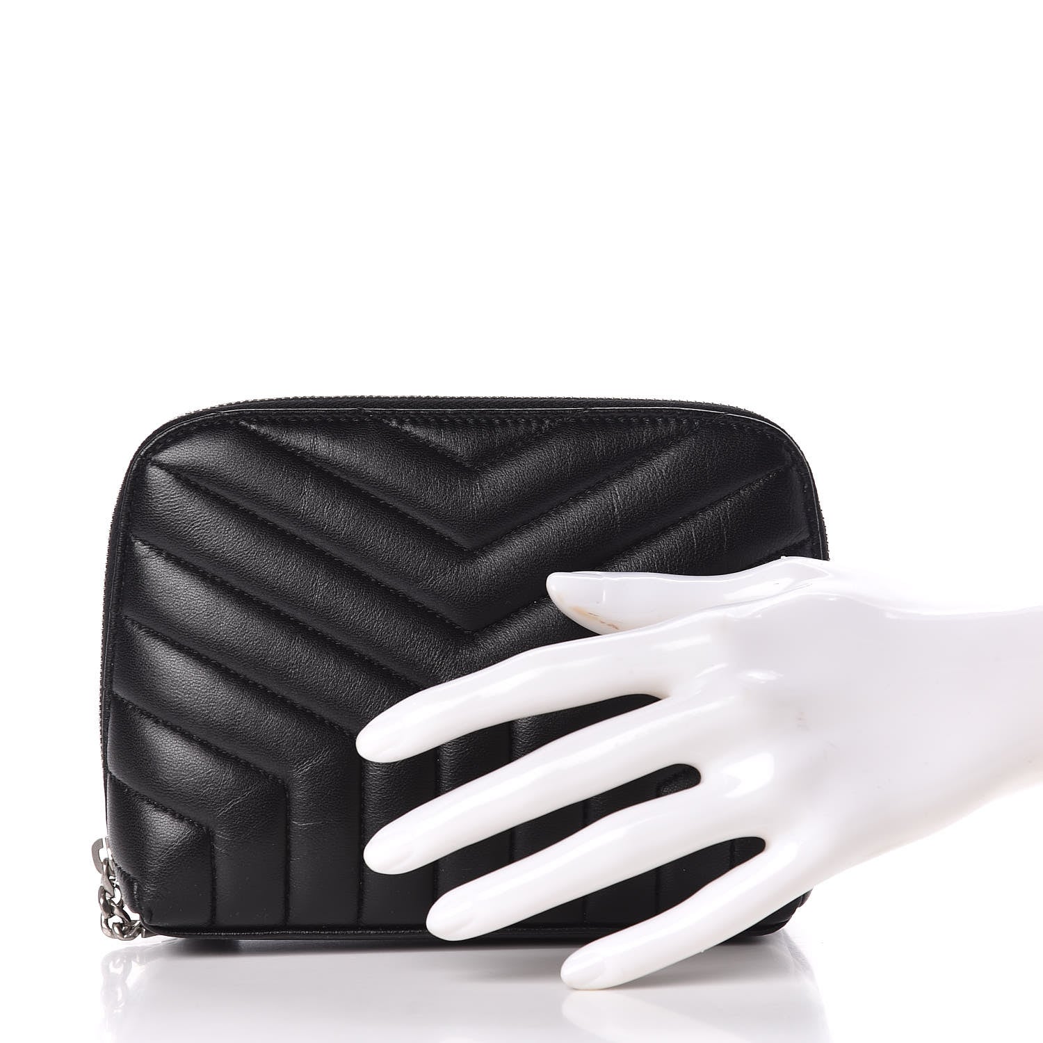Saint Laurent Lambskin Matelasse Cosmetic Case Black 2 of 10