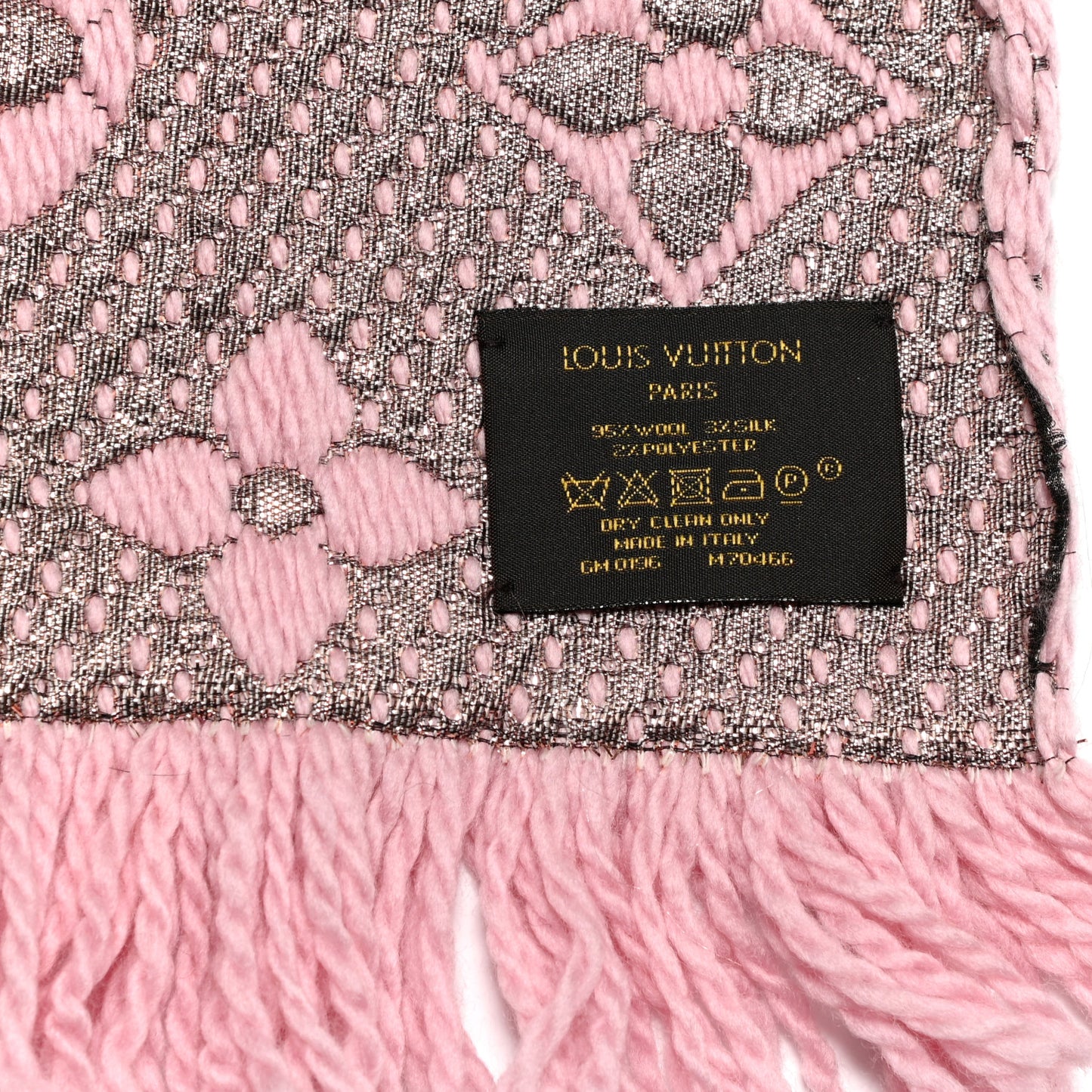 Wool Silk Logomania Shine Scarf Pink