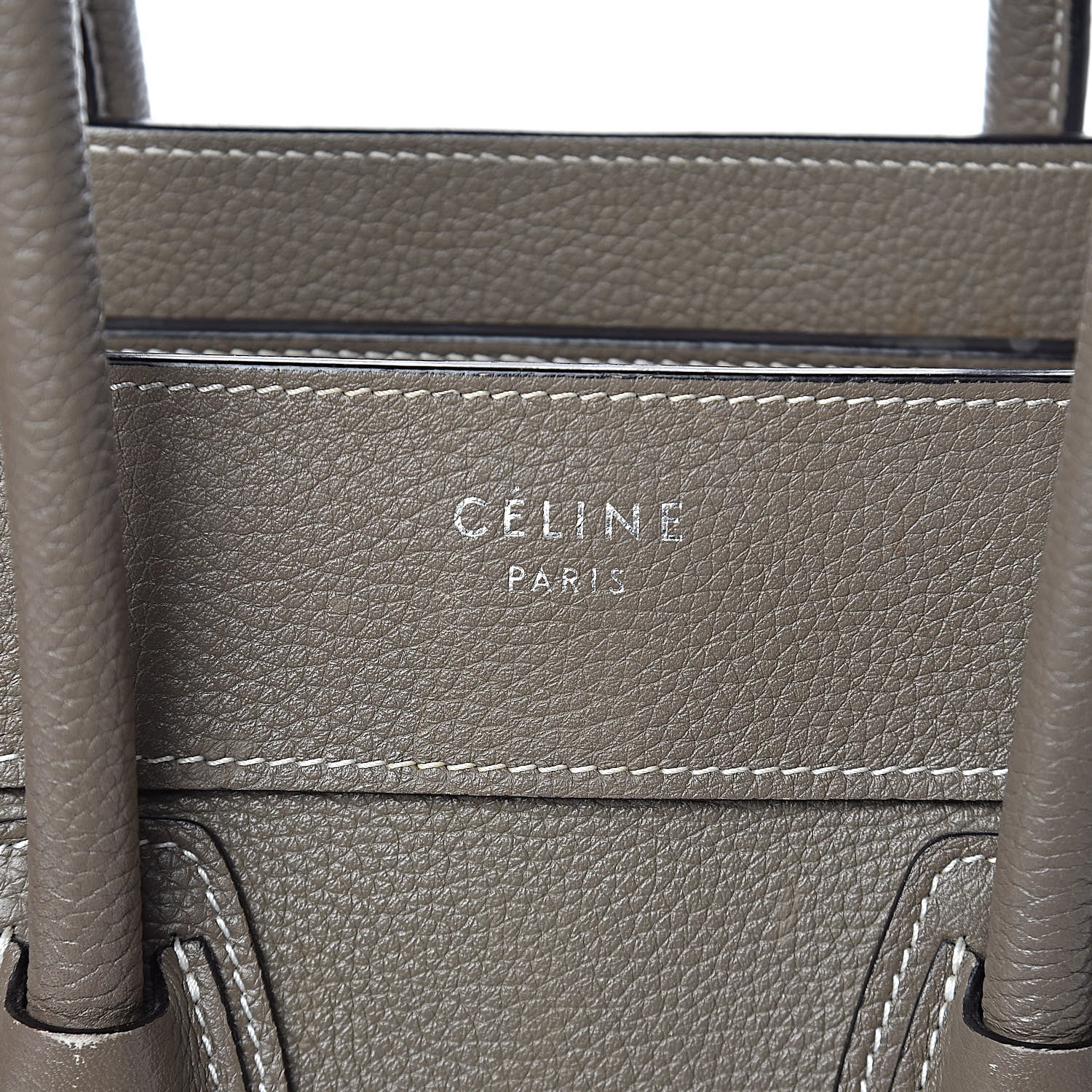 Celine Drummed Calfskin Micro Luggage Souris 6 of 22