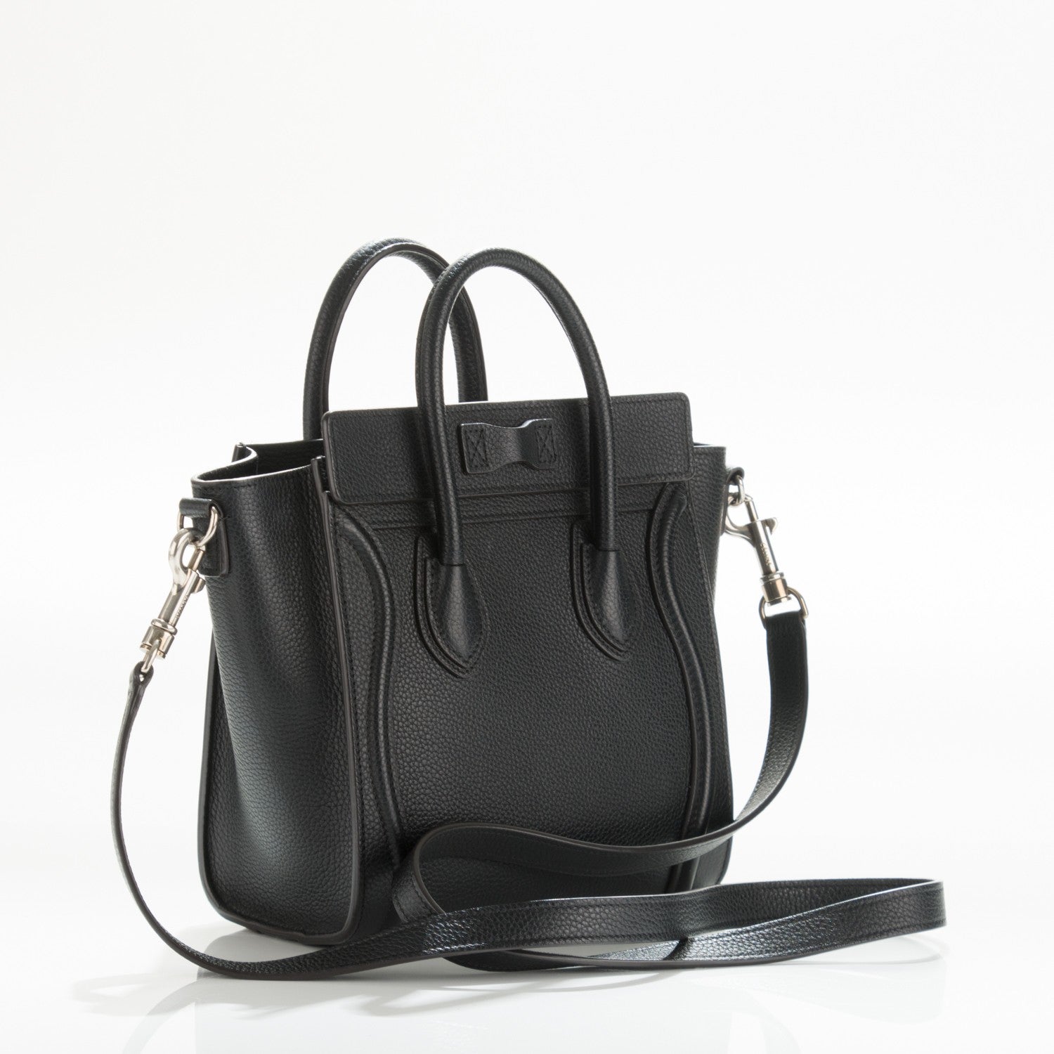 Celine Drummed Calfskin Nano Luggage Black 9 of 12