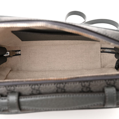 Gucci GG Supreme Monogram Textured Dollar Calfskin Small Ophidia Top Handle Shoulder Grey Black Graphite Grey 5 of 9