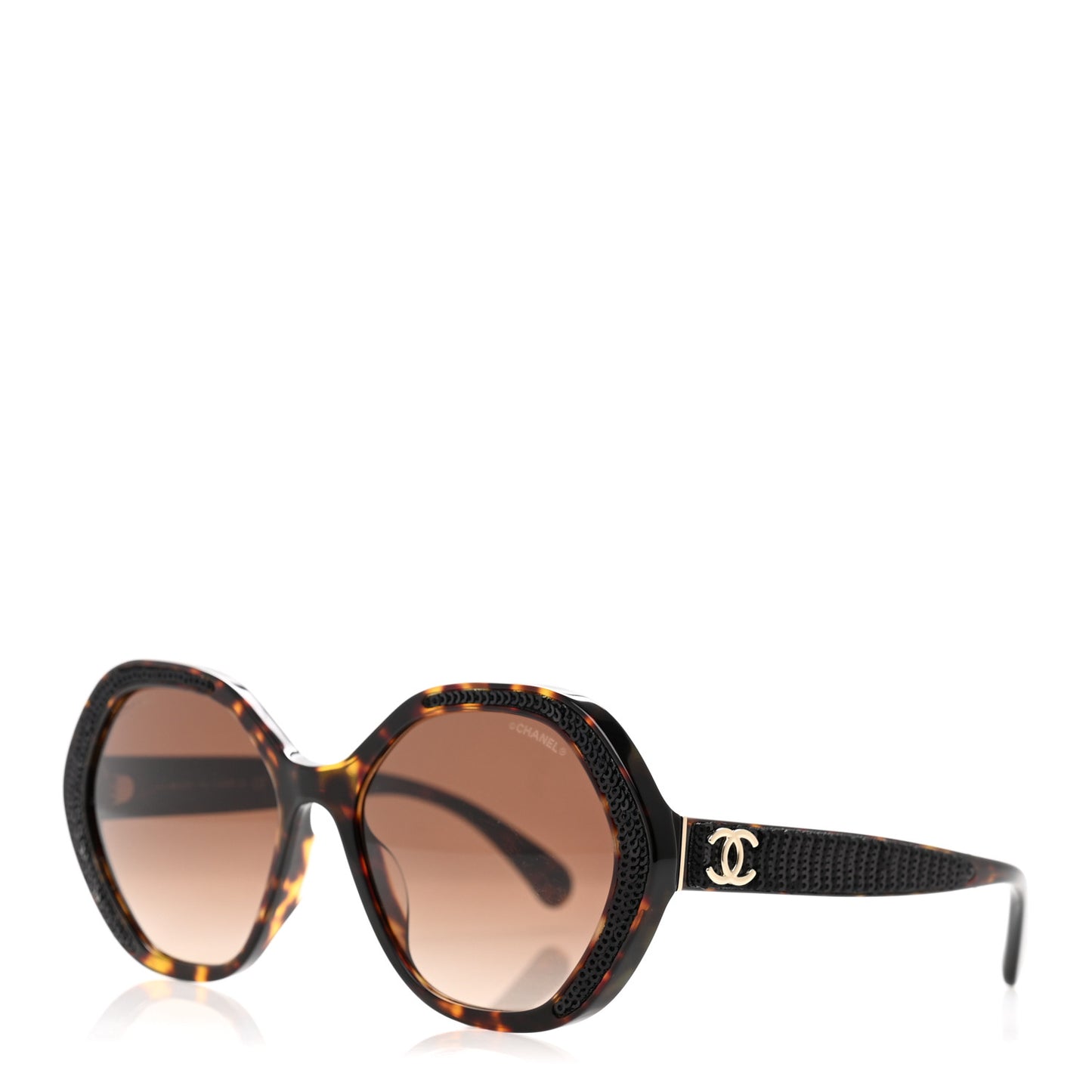 Acetate Sequin Round Sunglasses 5451-A Dark Tortoise
