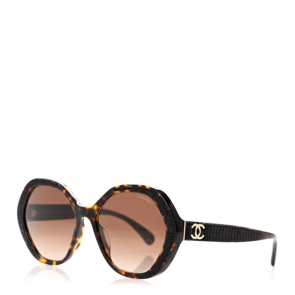 Chanel Acetate Sequin Round Sunglasses 5451-A Dark Tortoise 1 of 9