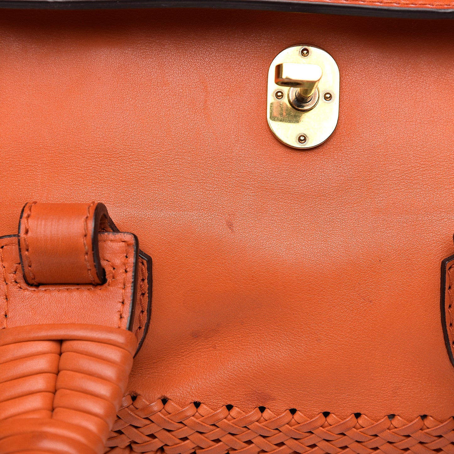 Calfskin Handmade Medium Top Handle Bag Orange