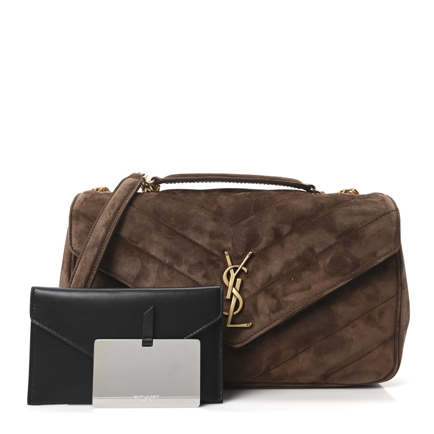 Suede Chevron Quilted Medium LouLou Bark Brown