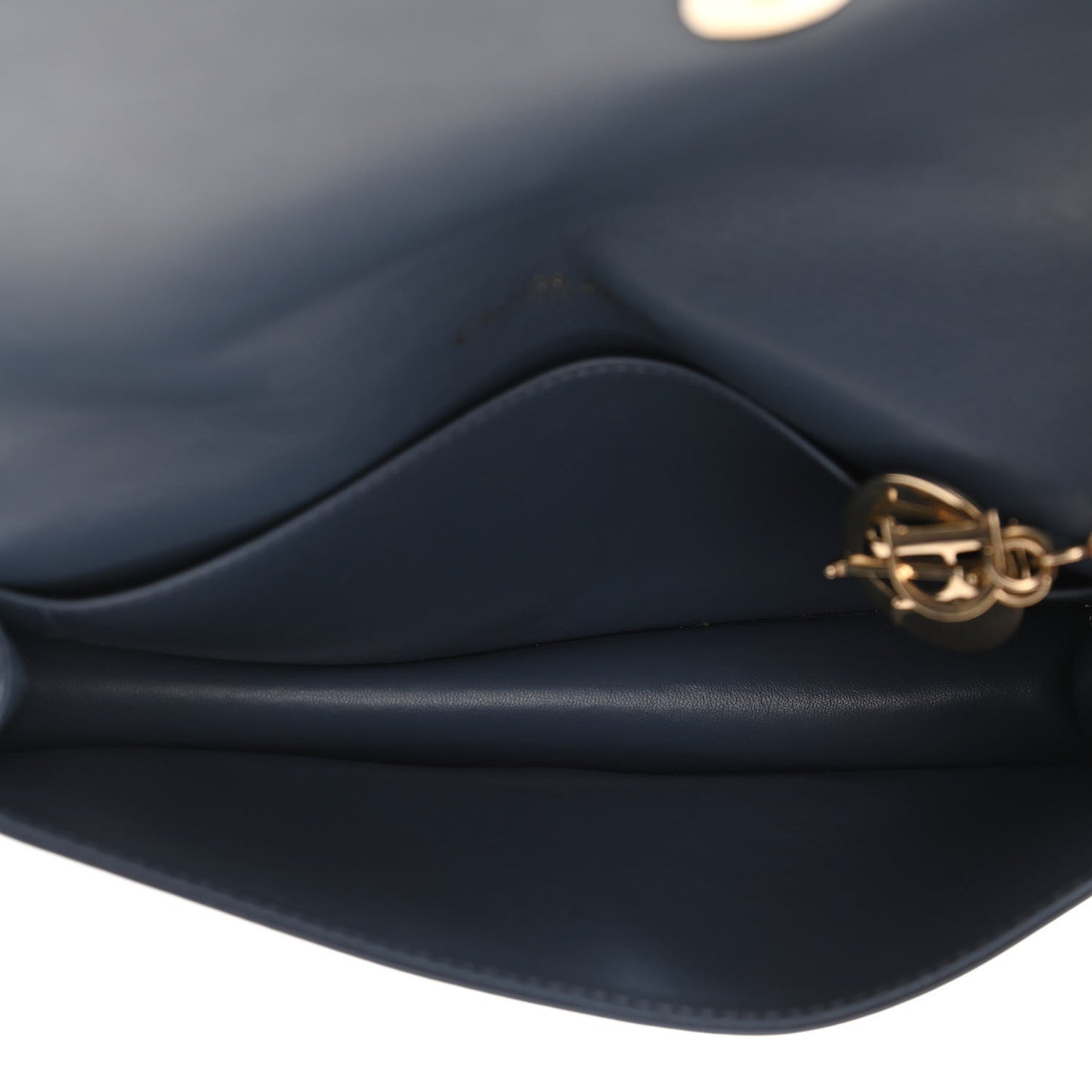 Patent Cannage Lady Dior Chain Wallet Denim