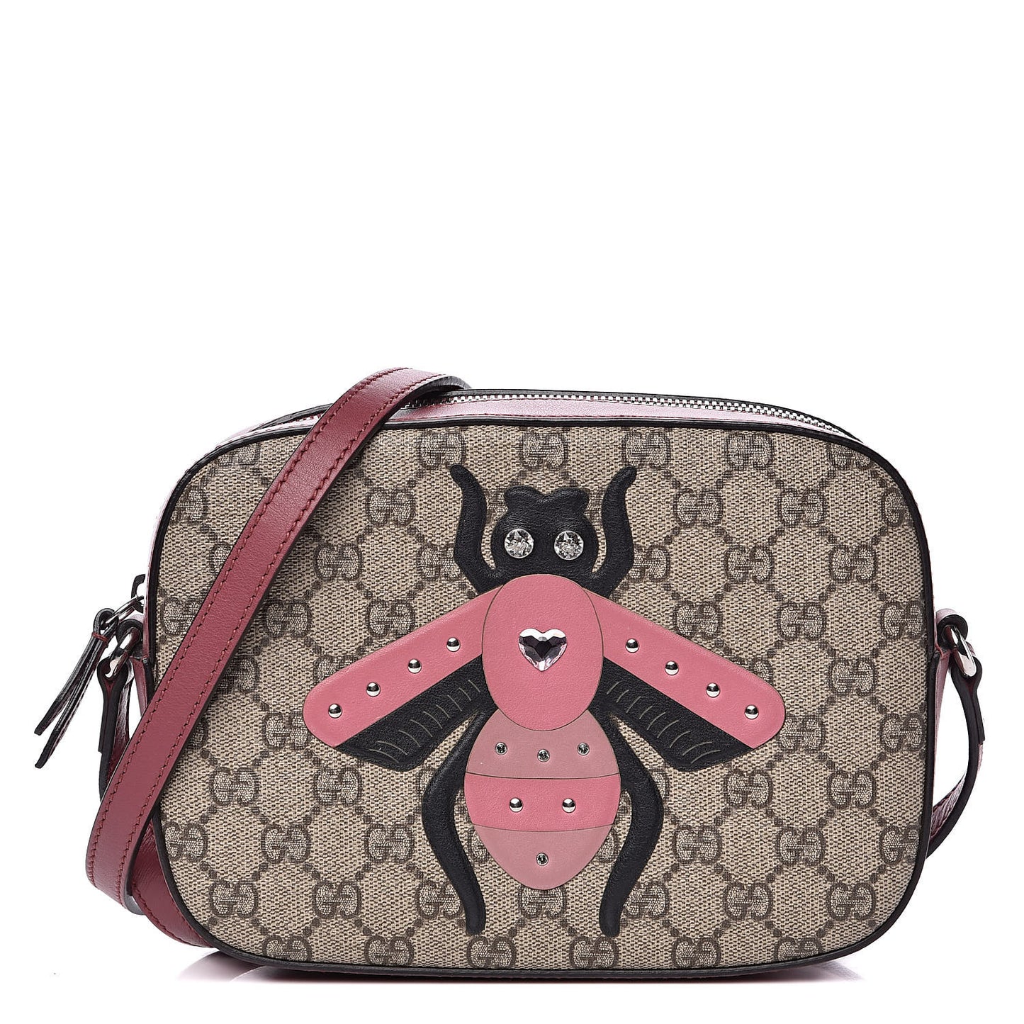 GG Supreme Monogram Calfskin Be0e Embellished Small Shoulder Bag Beige New Rosette