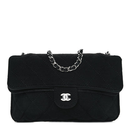 Chanel Jersey Fabric Quilted Foldable Tote With Chain Black Multicolor 19 of 25