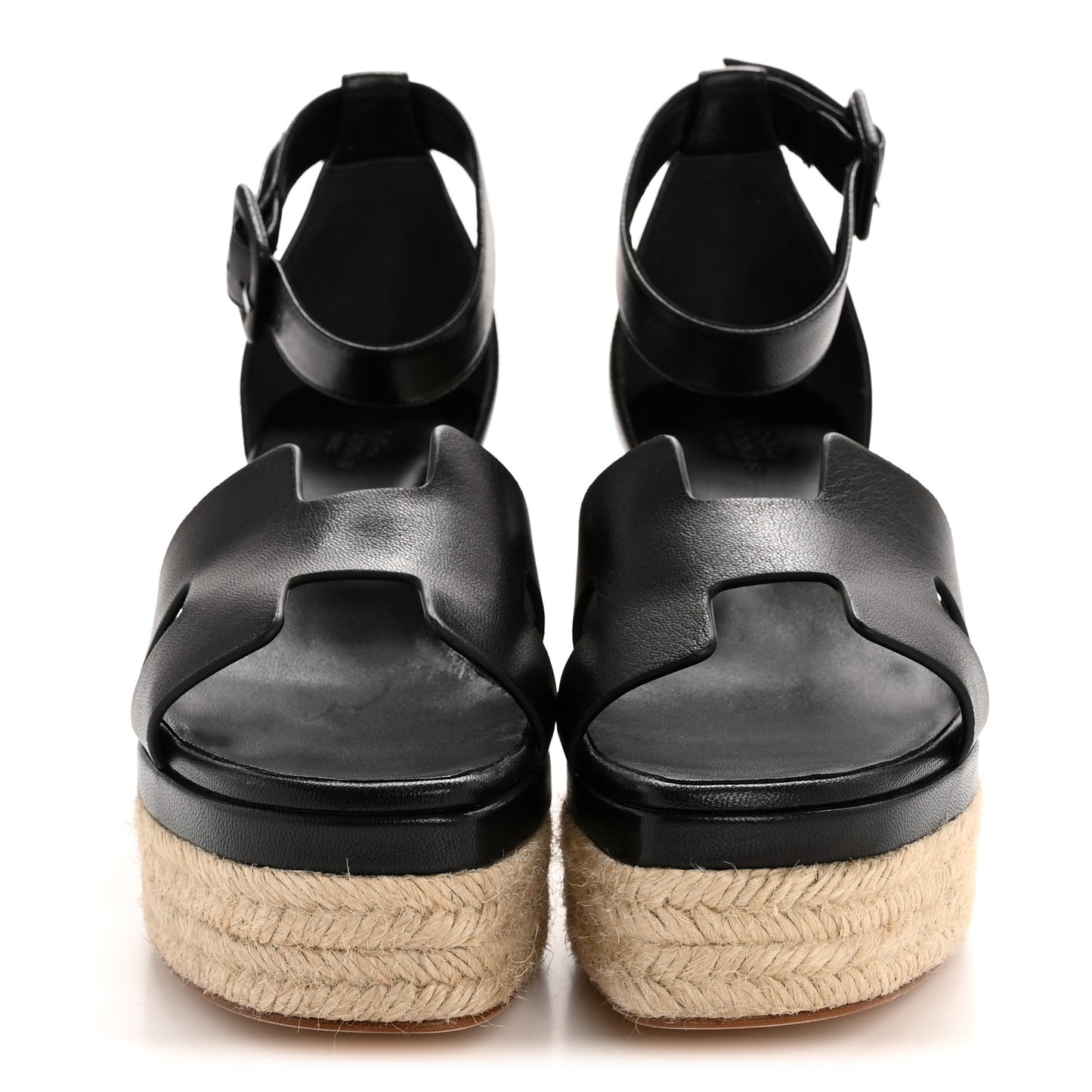 Goatskin Elda Espadrille Wedge Sandals 38 Black