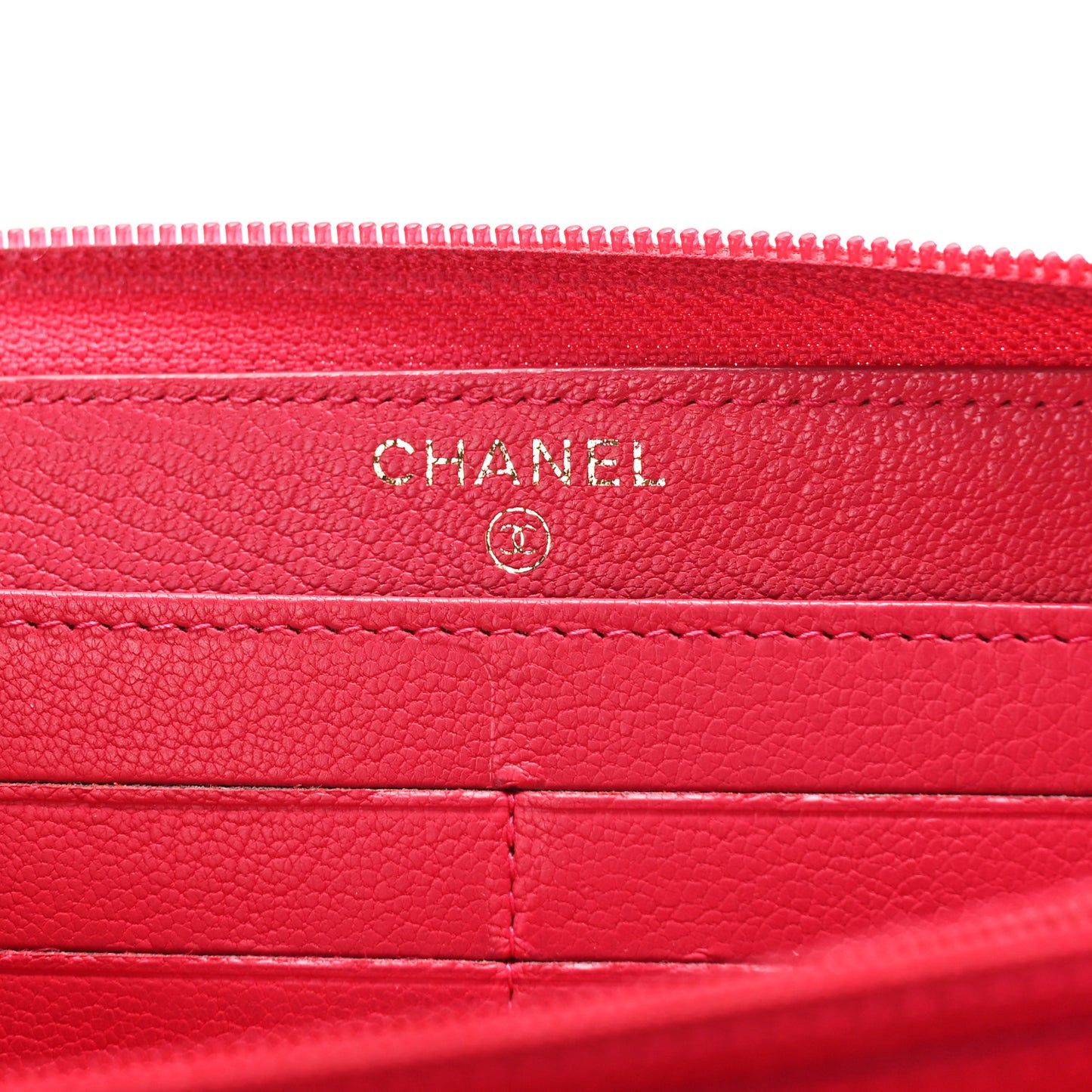 Caviar Large Timeless CC Zip Around Wallet Pink
