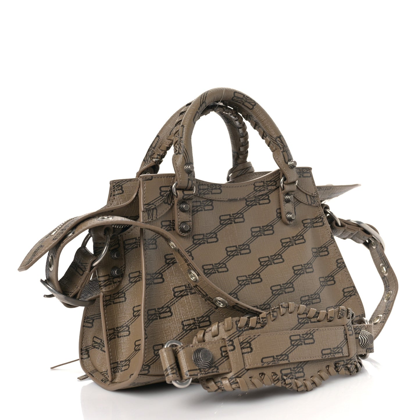 Coated Canvas BB Monogram Neo Cagole Handbag XS Beige Brown