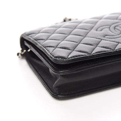 Chanel Lambskin Quilted Diamond CC Wallet On Chain WOC Black 11 of 13