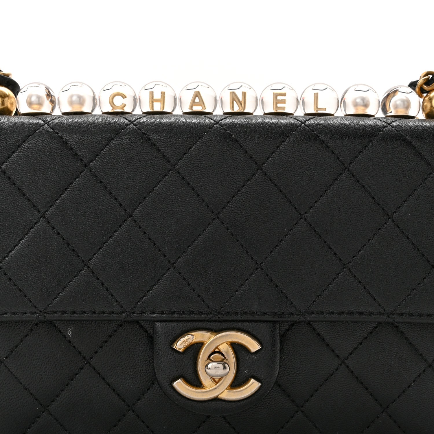 Chanel Goatskin Quilted Logo Small Chic Flap Black 8 of 11