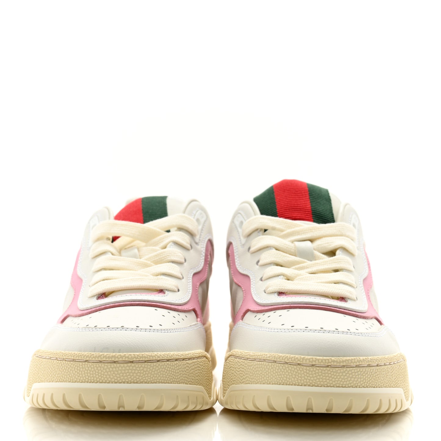 Calfskin Womens Re-Web Sneakers 37 White Pink