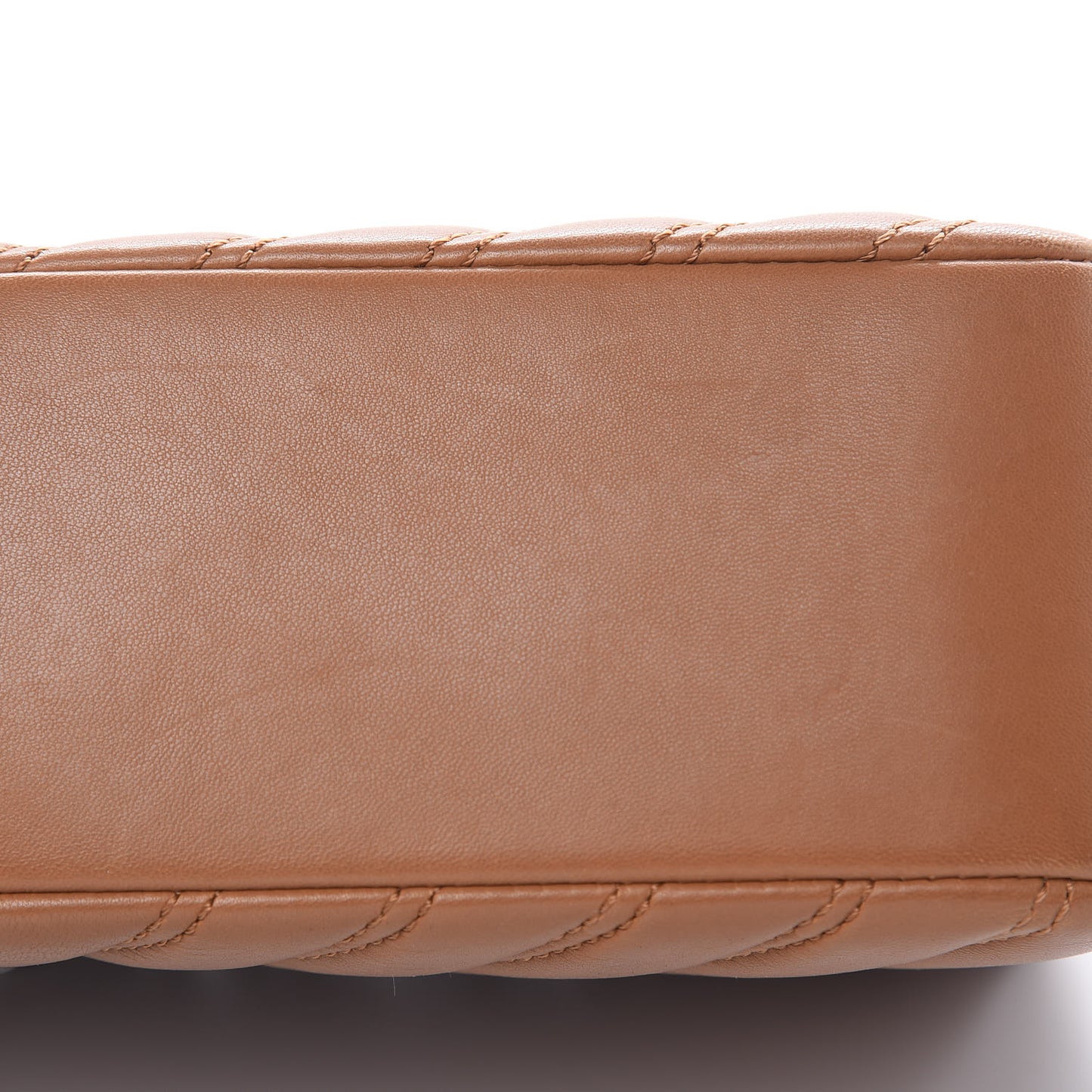 Lambskin Chevron Double Stitch Jumbo Single Flap Camel
