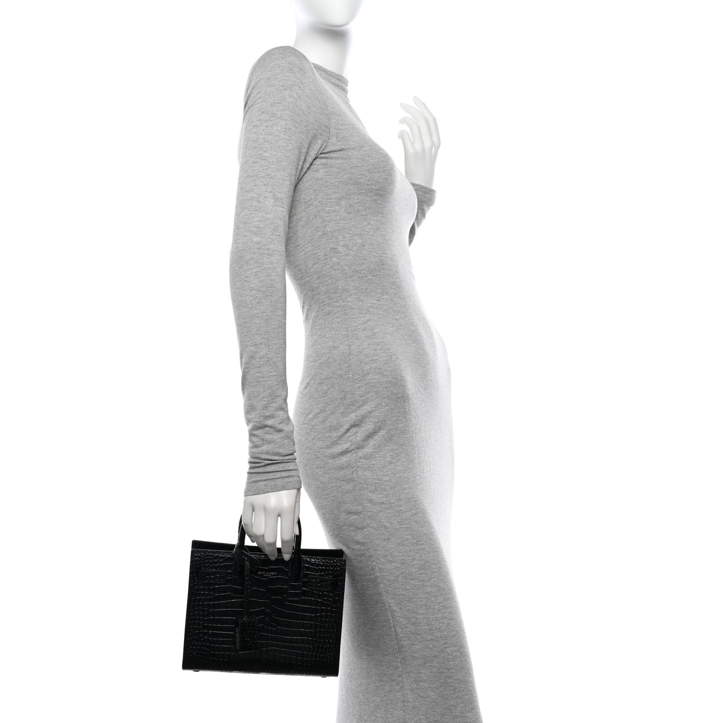 Calfskin Crocodile Embossed Nano Sac De Jour Black
