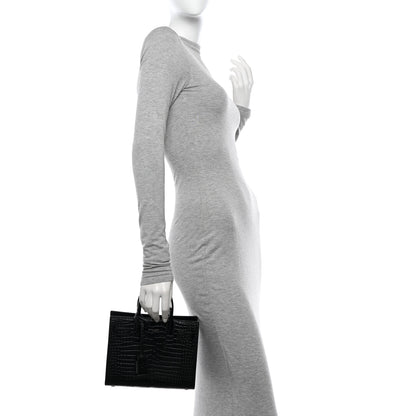 Saint Laurent Calfskin Crocodile Embossed Nano Sac De Jour Black 2 of 15