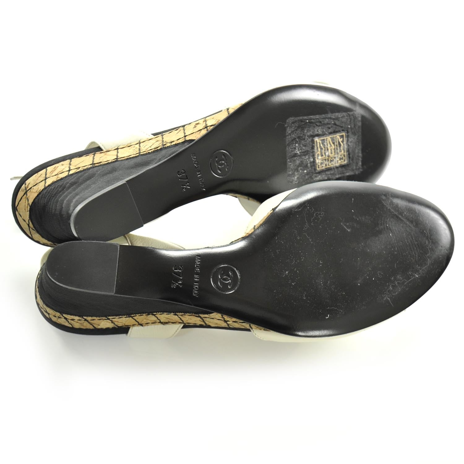 Chanel Cork Camellia Wedge Sandals 37.5 5 of 9