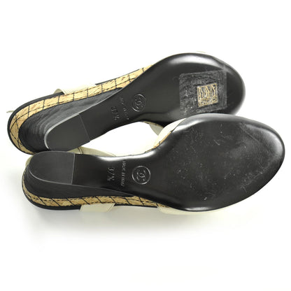 Chanel Cork Camellia Wedge Sandals 37.5 5 of 9