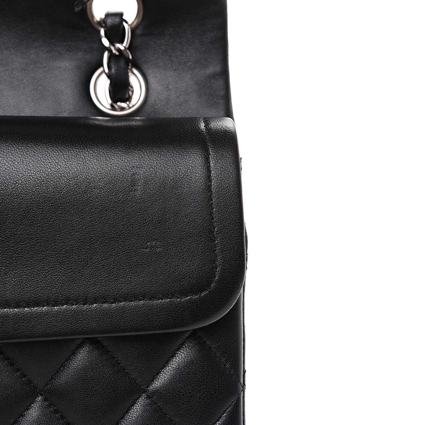 Lambskin Quilted Medium Double Flap Black