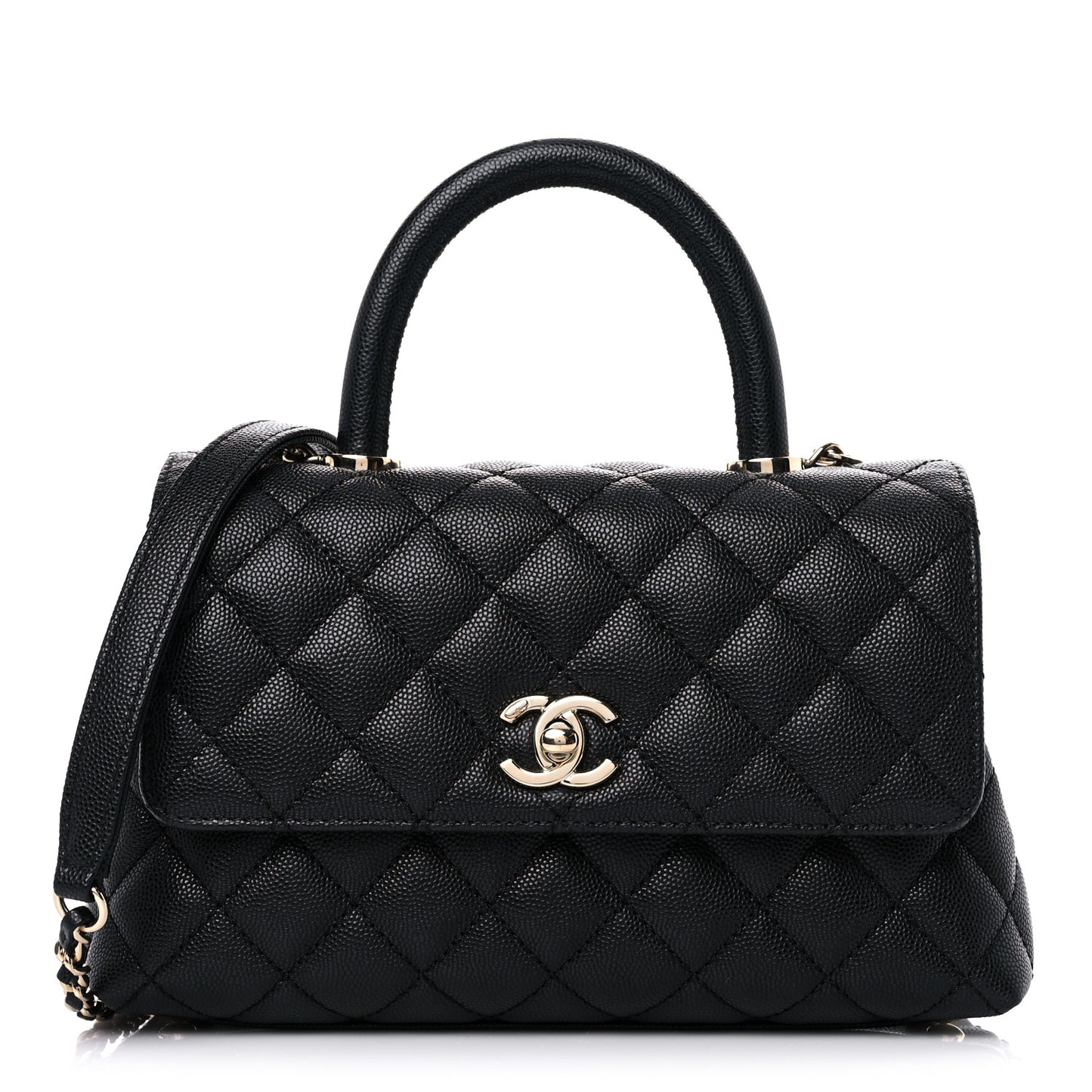 Caviar Quilted Mini Coco Handle Flap Black