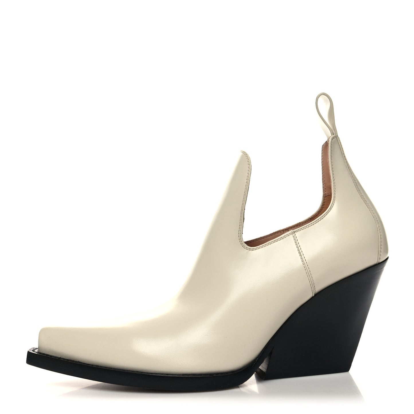 Calfskin Lean Ankle Boots 40.5 Ivory