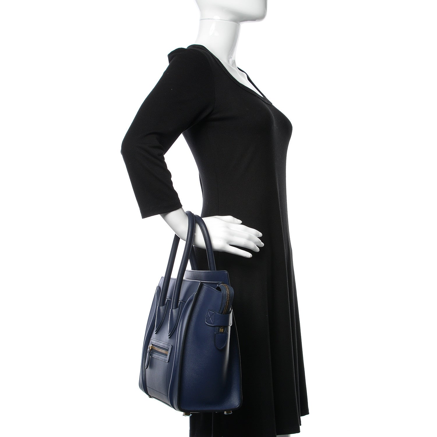 Celine Smooth Calfskin Micro Luggage Ink 2 of 9
