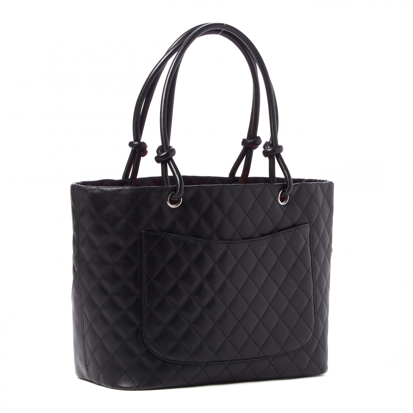 Calfskin Quilted Large Cambon Tote Black White