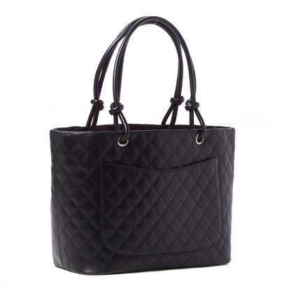 Chanel Calfskin Quilted Large Cambon Tote Black White 3 of 9