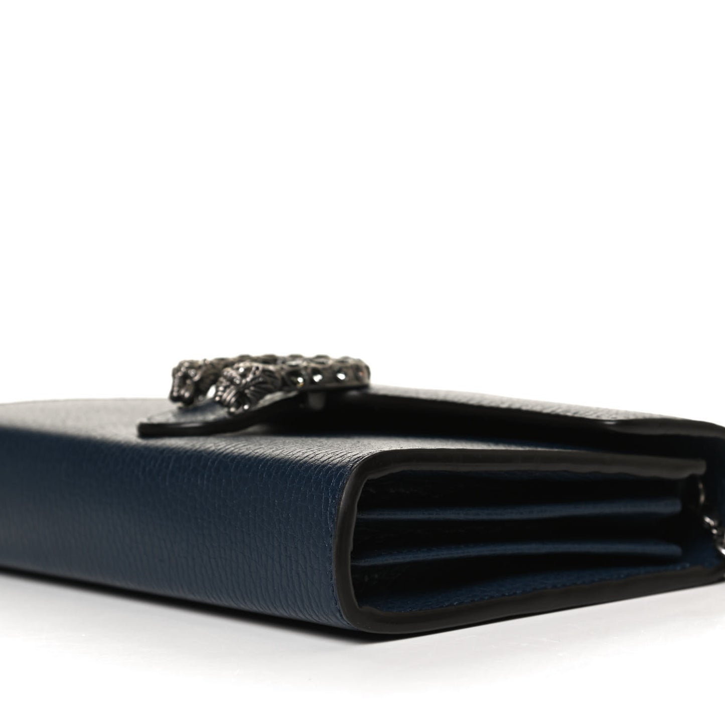 Dollar Calfskin Crystal Mini Dionysus Chain Wallet Blue Agata Black Diamond