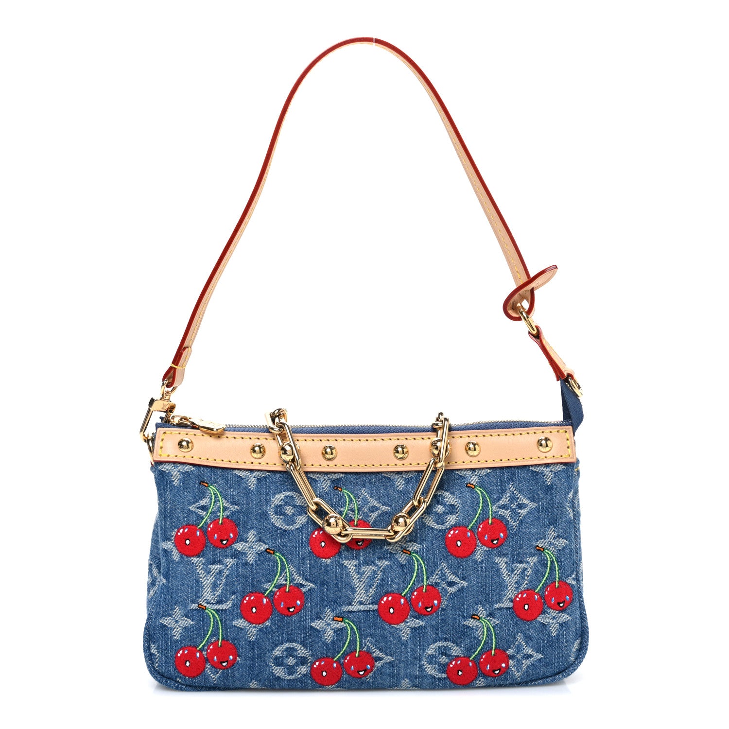 Louis Vuitton LV X TM Monogram Denim Cerises Pochette Accessories Blue 1 of 10