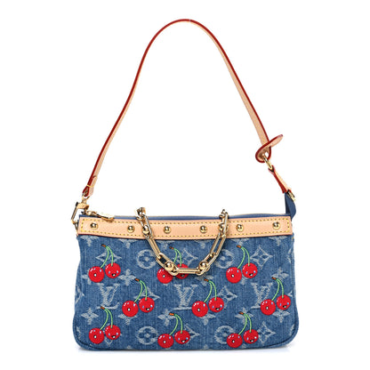 Louis Vuitton LV X TM Monogram Denim Cerises Pochette Accessories Blue 1 of 10