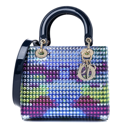 Christian Dior Patent Studded Medium Li Shurui Lady Dior Art Black Multicolor 1 of 9