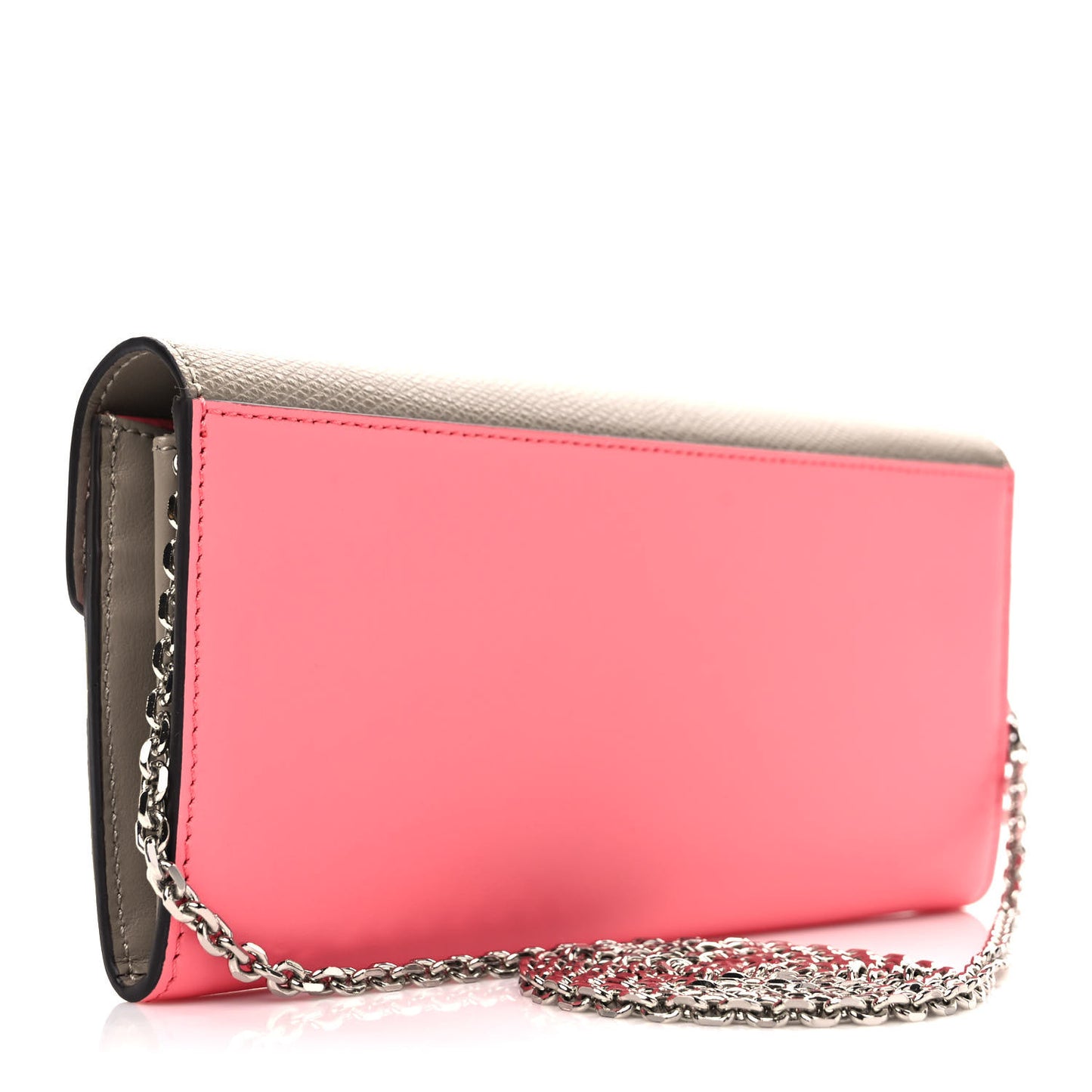 Vitello King Cruise FF Diamonds Continental Envelope Wallet On Chain Pink Dalia Tortora