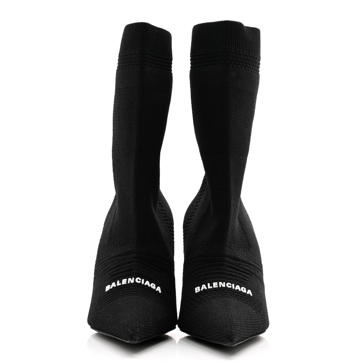 Balenciaga Textured Recycled Knit Logo Extreme Pointed Toe Knife 2.0 Booties 38 Black 2 of 10