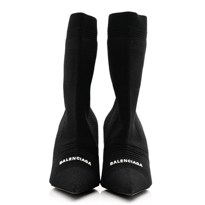 Balenciaga Textured Recycled Knit Logo Extreme Pointed Toe Knife 2.0 Booties 38 Black 2 of 10