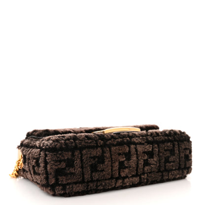 Fendi Shearling FF Midi Chain Baguette Ebano 4 of 10